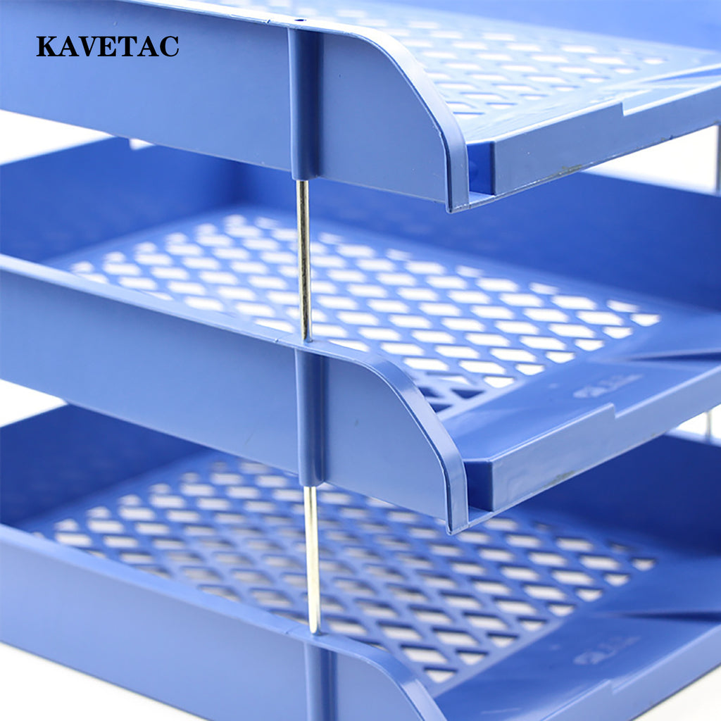 KAVETAC Document File Trays, 3-Tier Stackable Plastic Letter Tray for Office Documents & Papers
