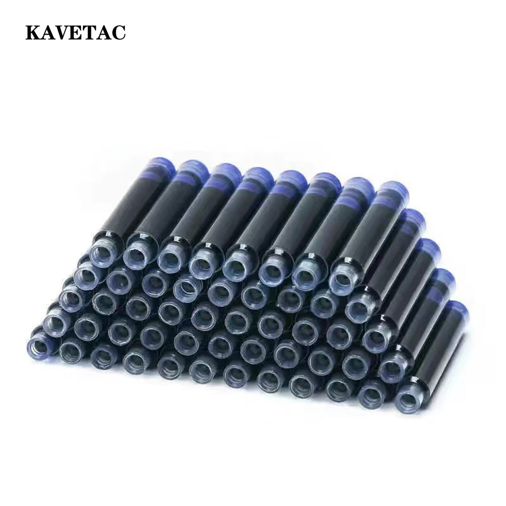 KAVETAC Fountain Pen Ink Cartridges 50 Pack, 3.4mm Bore 5mm Outer Diameter Ink Refills, Black Blue and Blue-Black Replacement Cartridges