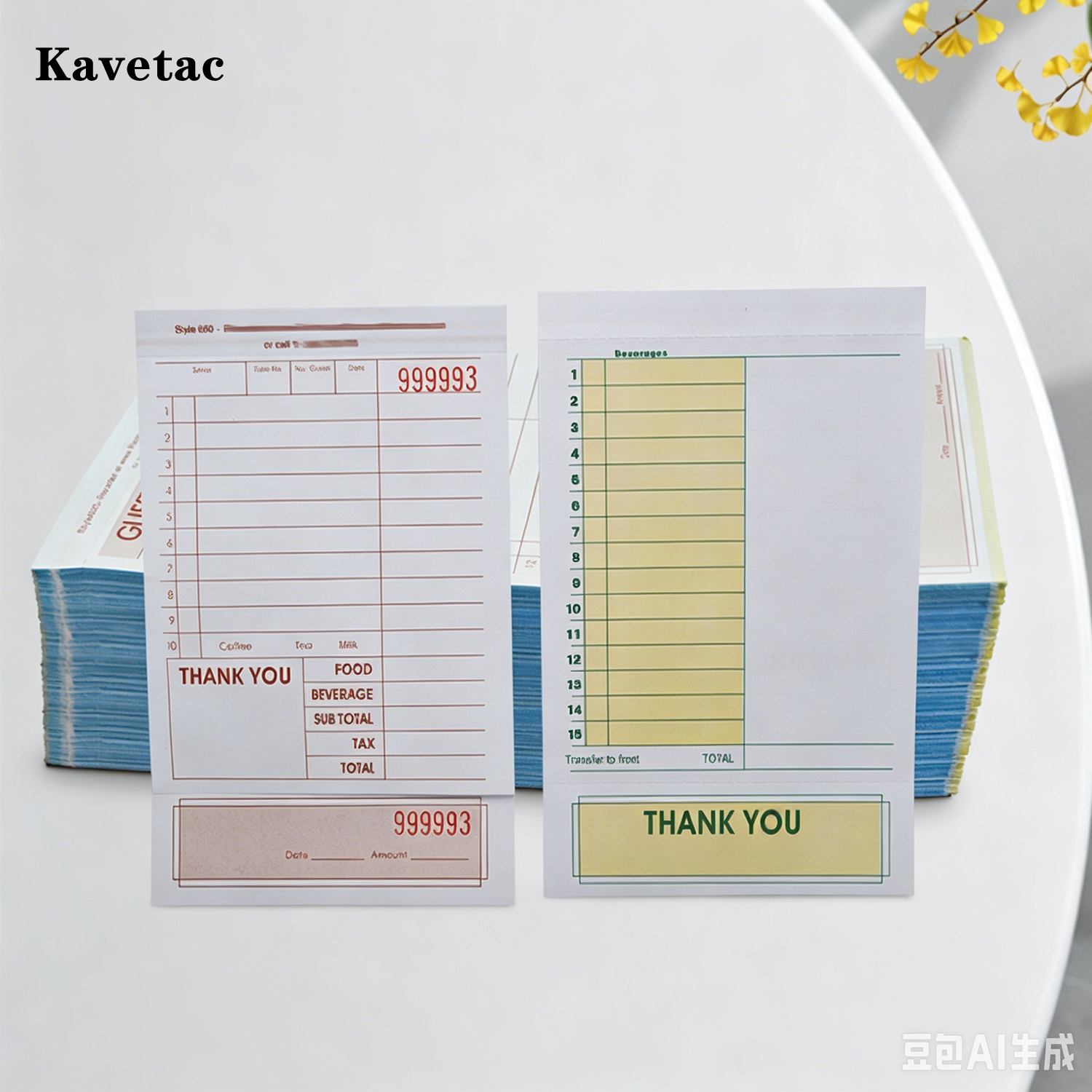KAVETAC Guest Check Books, Restaurant Order Pads for Servers, 50 Sheets/Pad, Carbonless & Customizable