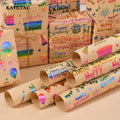 KAVETAC Holographic Kraft Wrapping Paper, Iridescent Foil Birthday Gift Wrap with Balloon Cake Candle Design for Presents, Party Favors and DIY Crafts