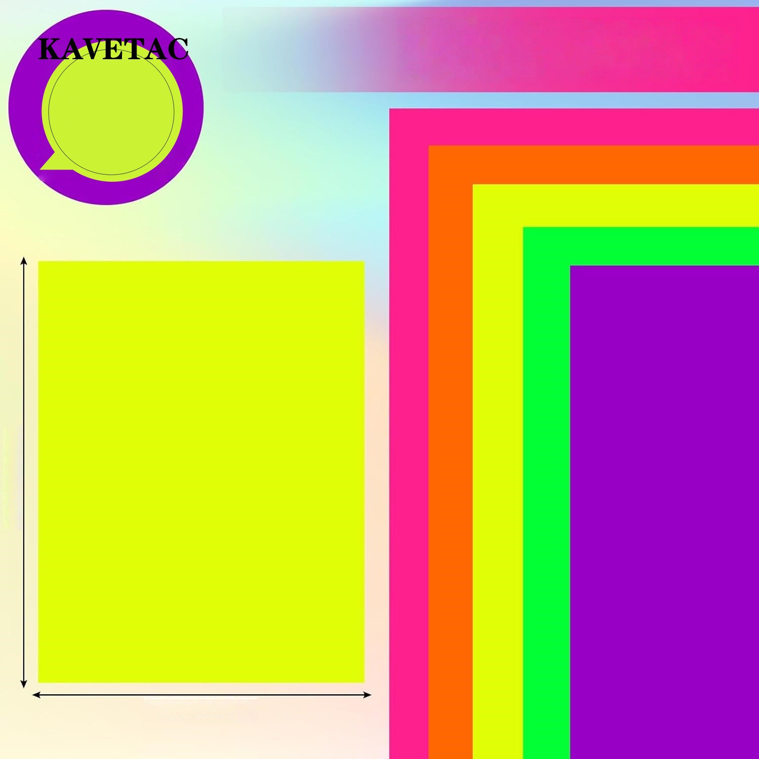KAVETAC A4 Neon Colored Cardstock 50 Sheets, Fluorescent Thick Craft Paper for DIY, Drawing, Origami, Card Making and School Projects