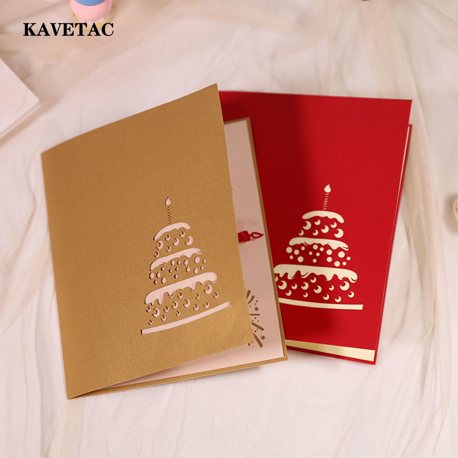 KAVETAC Musical Birthday Card, 3D Pop-Up Birthday Cake Greeting Card with LED Lights and Music, Creative Happy Birthday Card
