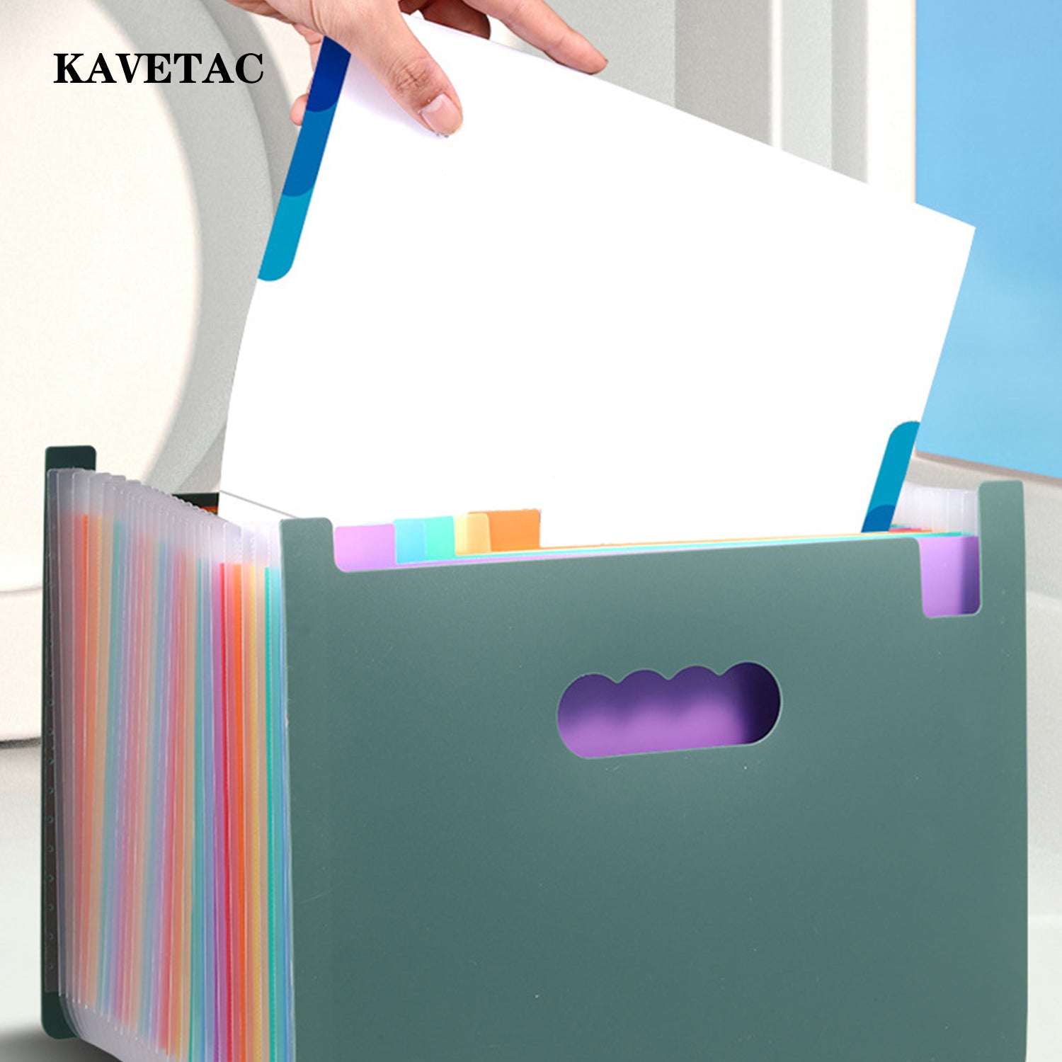 KAVETAC A4 Expanding File Folder, 25-Pocket Standing Accordion File Organizer with Color Tabs and Index Labels for Documents, Receipts, Bills and Office Papers