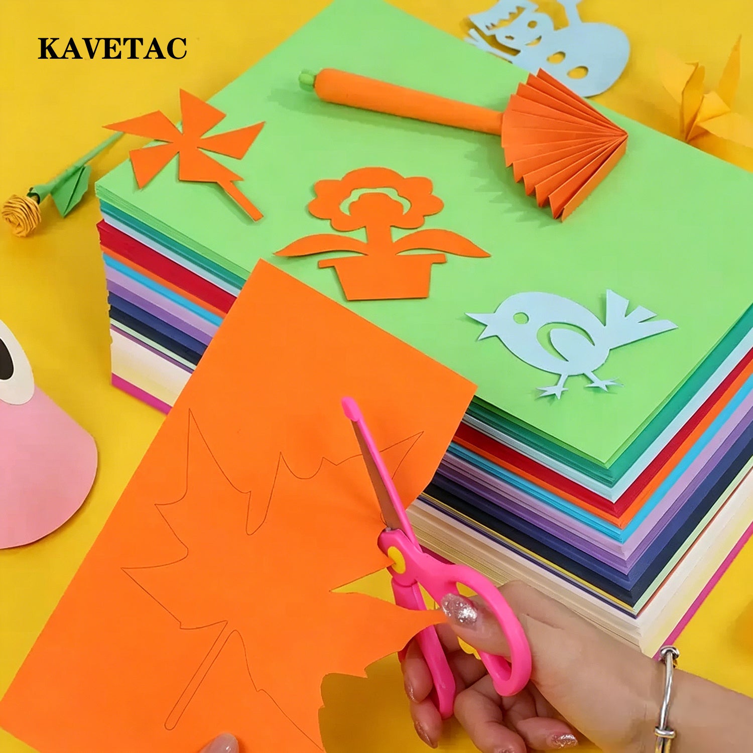 KAVETAC 250gsm Thick A4 Construction Paper, 24 Colors 120 Sheets for Crafts & Art