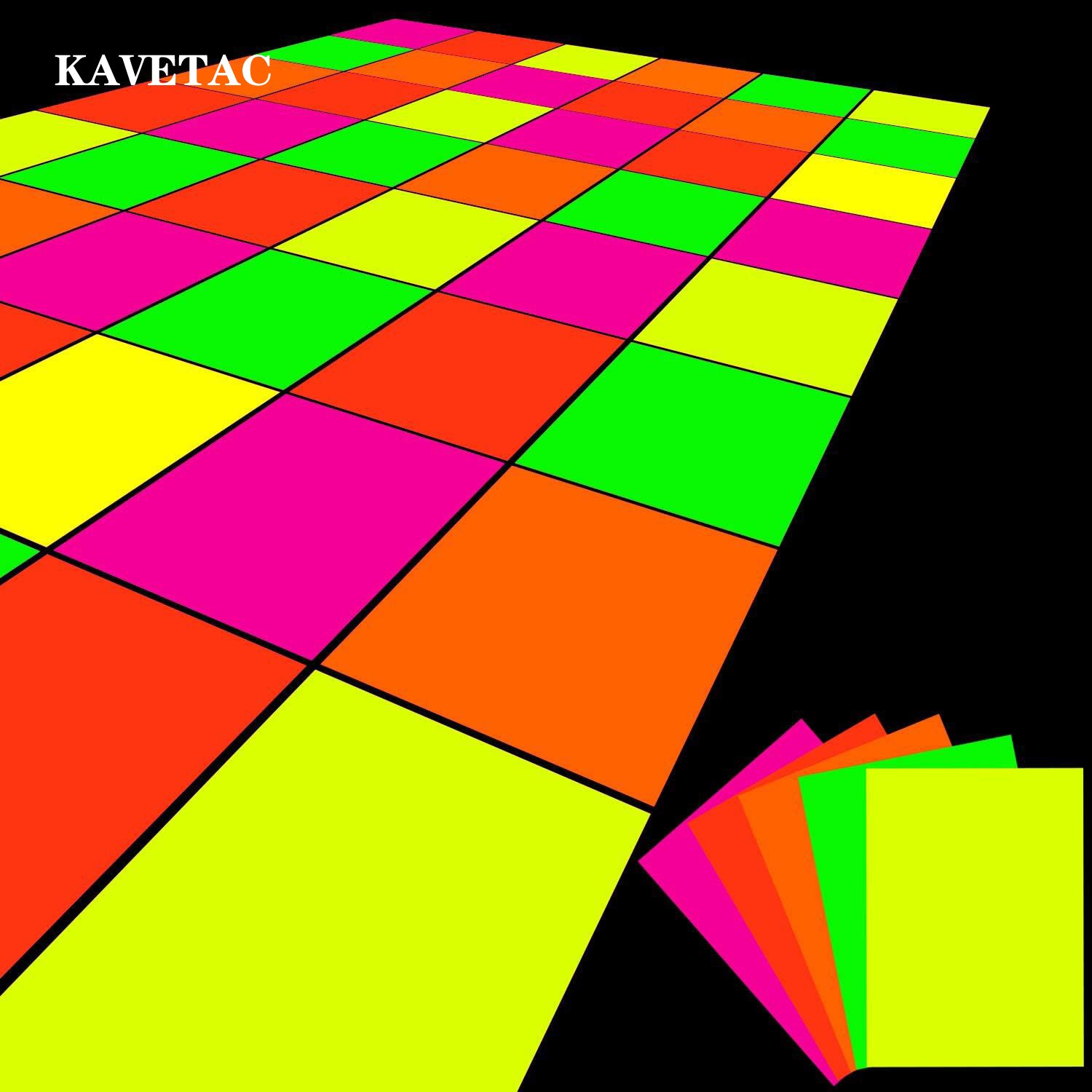 KAVETAC A4 Neon Colored Cardstock 50 Sheets, Fluorescent Thick Craft Paper for DIY, Drawing, Origami, Card Making and School Projects