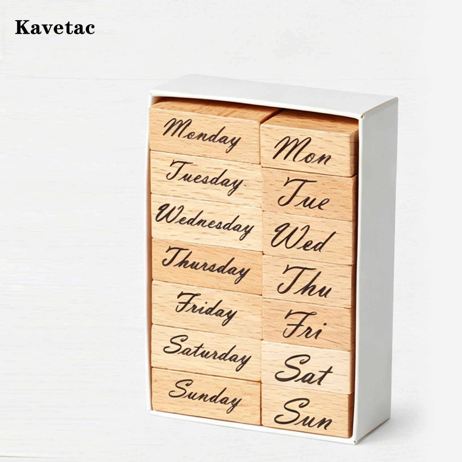 KAVETAC Date Indicators Stamps, Wooden Calendar Stamps with Days/Months/Numbers for Journaling & Crafts