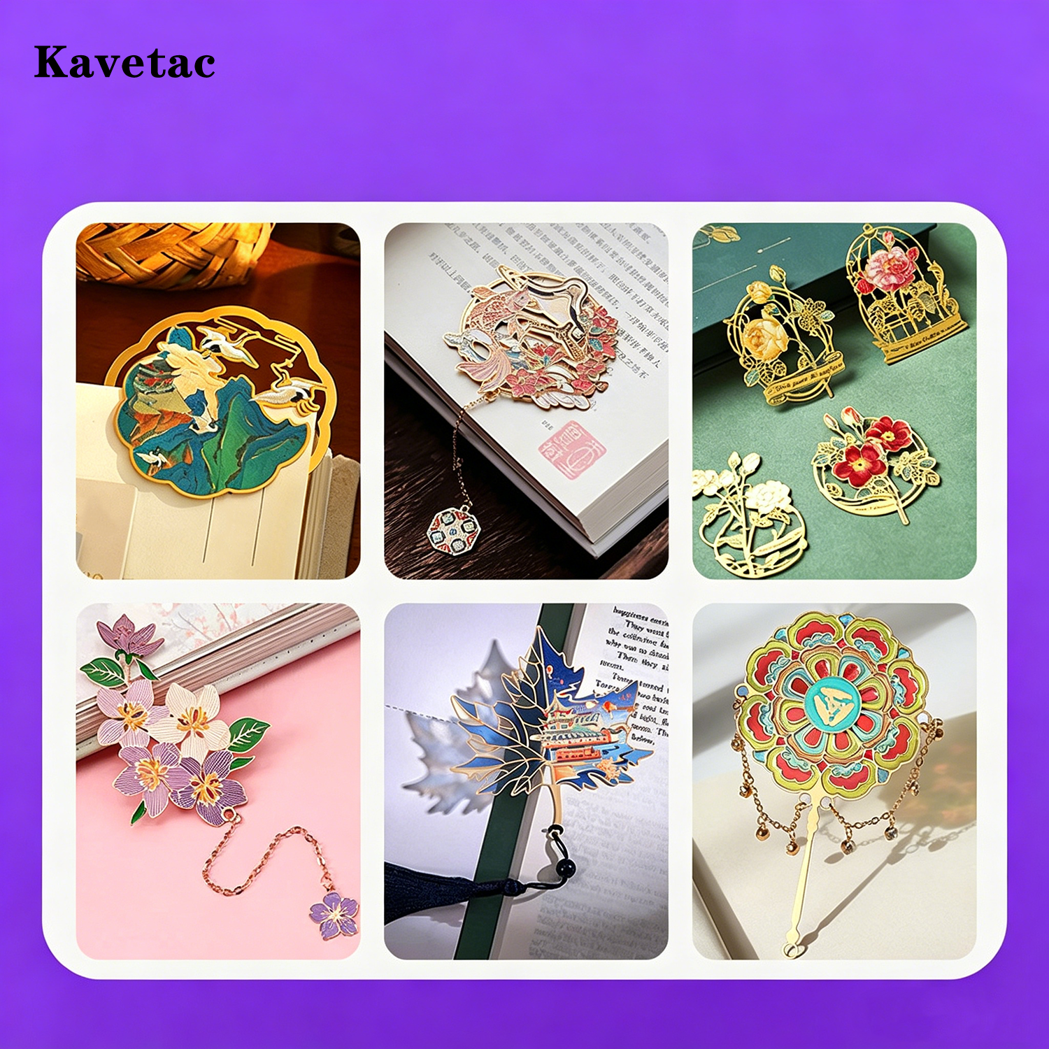 KAVETAC Ornate Metal Bookmarks, Exquisite Hollowed-Out Book Marks with Tassels for Students & Collectors