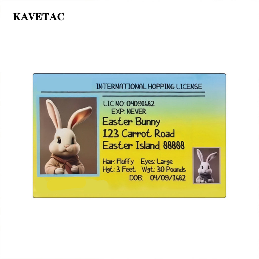 KAVETAC Easter Bunny ID Pass Cards, 50 Pack Novelty Easter Greeting Cards for Kids, Funny Bunny Pass Cards for Party Favors, Classroom Exchange, Egg Hunt Gifts and Holiday Blessings