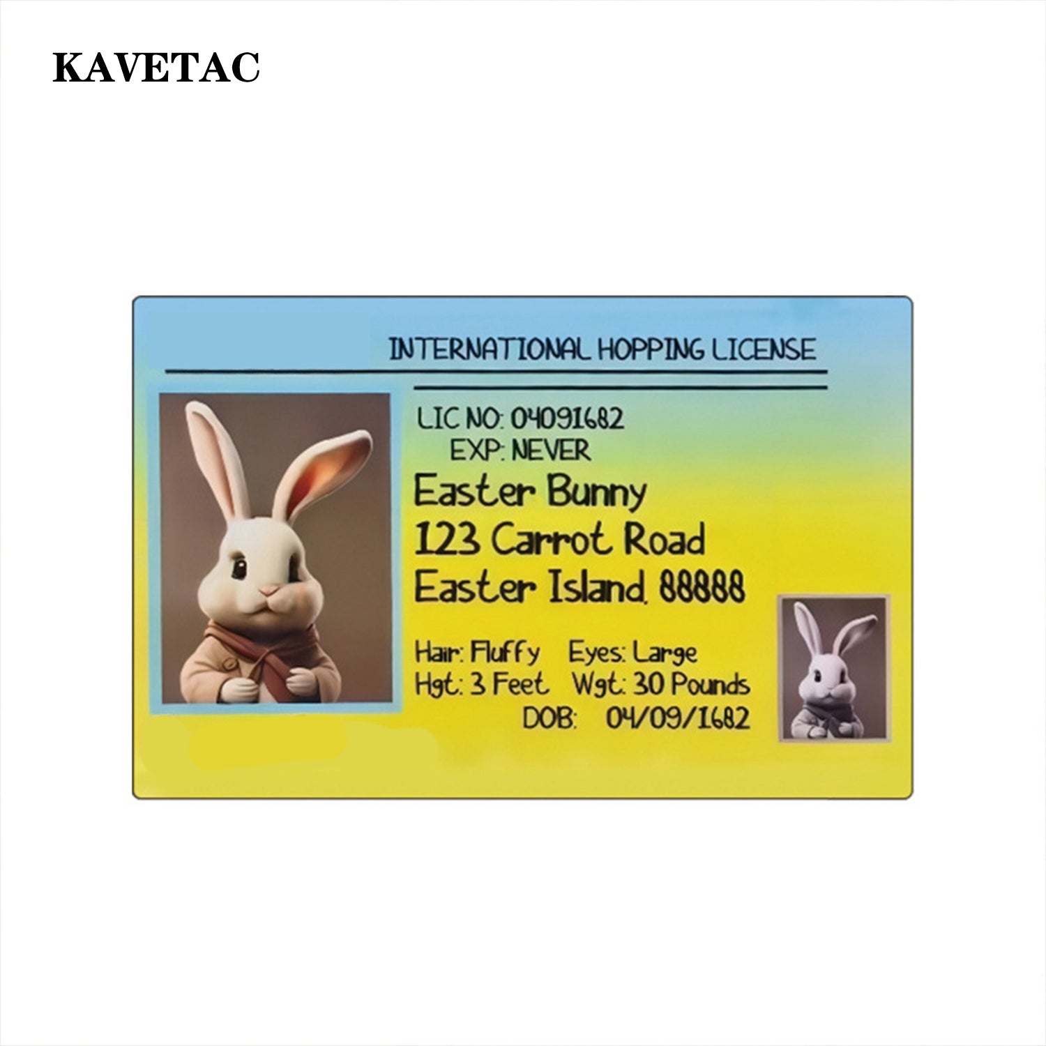 KAVETAC Easter Bunny ID Pass Cards, 50 Pack Novelty Easter Greeting Cards for Kids, Funny Bunny Pass Cards for Party Favors, Classroom Exchange, Egg Hunt Gifts and Holiday Blessings