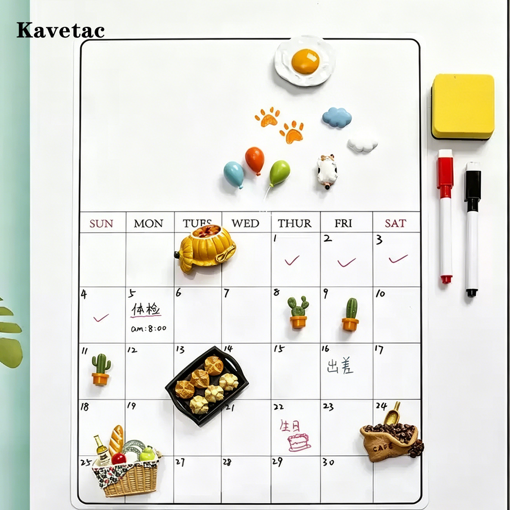 KAVETAC Dry Erase Date Indicators, Monthly Magnetic Calendar for Fridge, Home & Office Organization