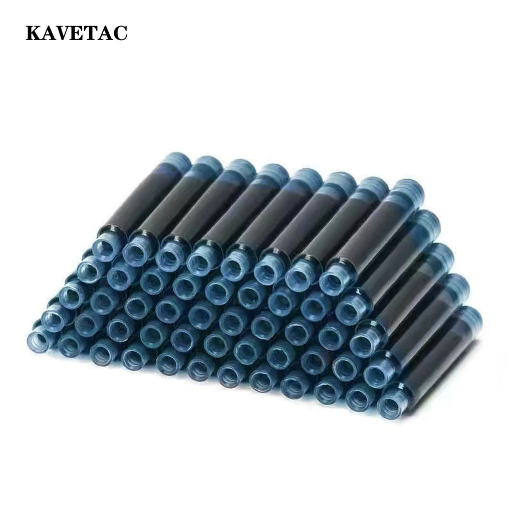 KAVETAC Fountain Pen Ink Cartridges 50 Pack, 3.4mm Bore 5mm Outer Diameter Ink Refills, Black Blue and Blue-Black Replacement Cartridges