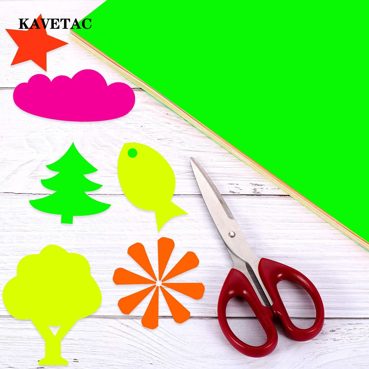 KAVETAC A4 Neon Colored Cardstock 50 Sheets, Fluorescent Thick Craft Paper for DIY, Drawing, Origami, Card Making and School Projects