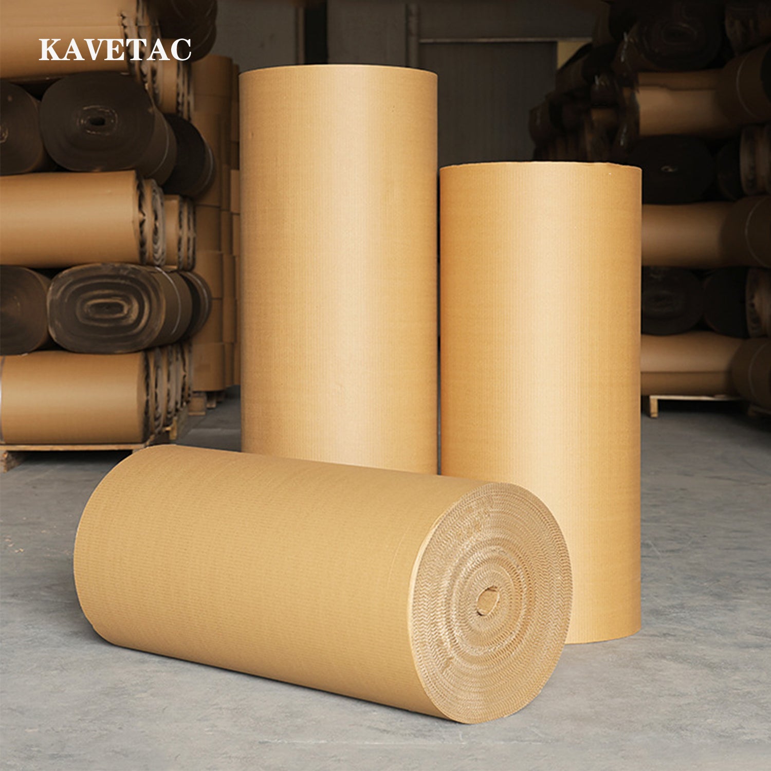 KAVETAC Corrugated Cardboard Roll, Single Face Kraft Corrugated Paper Roll, Thickened Protective Packing Wrap for Shipping, Moving and Packaging