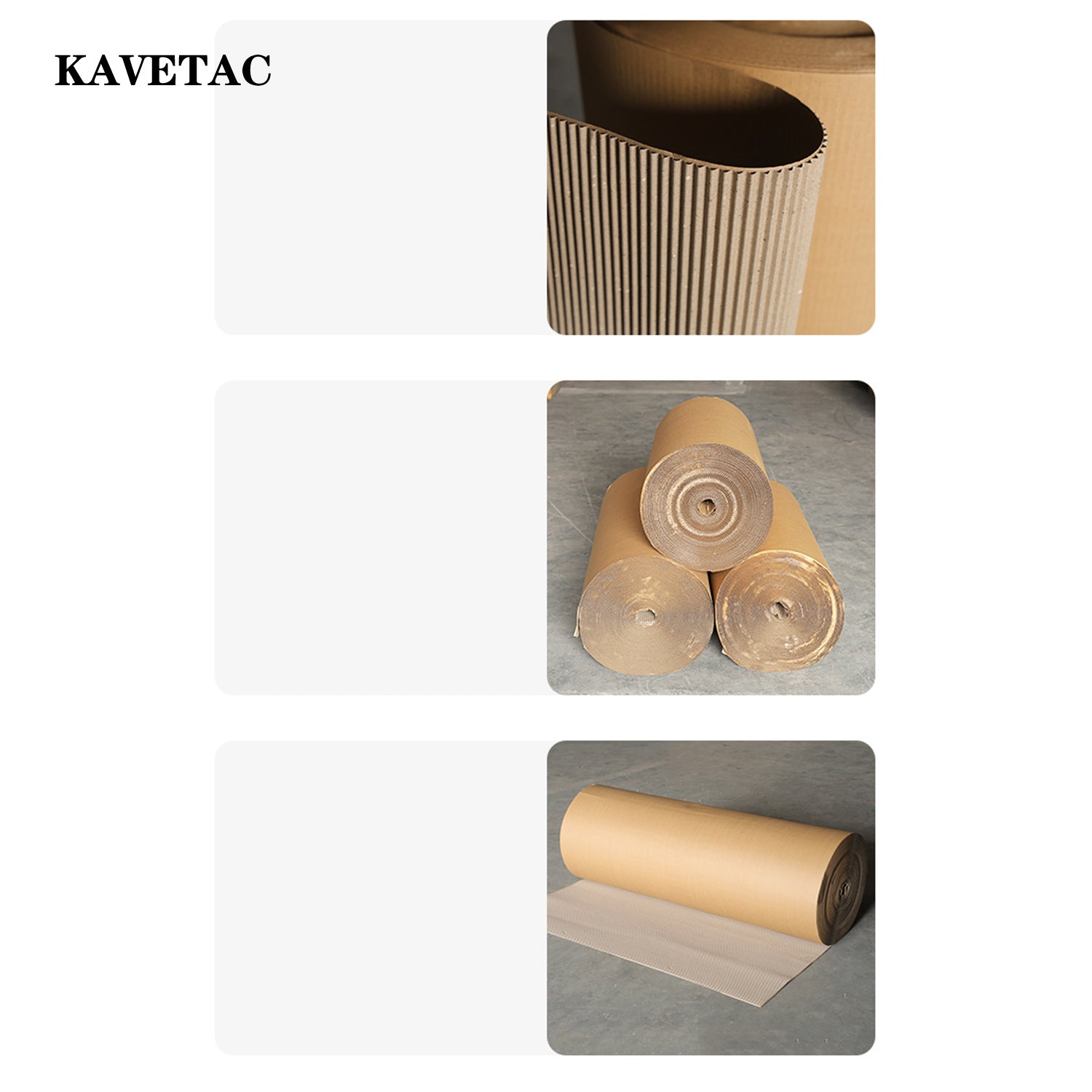 KAVETAC Corrugated Cardboard Roll, Single Face Kraft Corrugated Paper Roll, Thickened Protective Packing Wrap for Shipping, Moving and Packaging