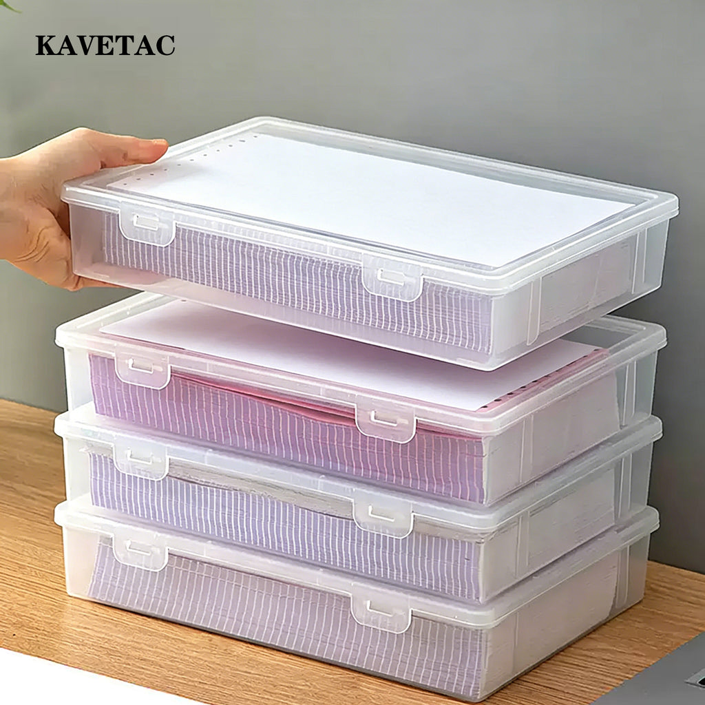 KAVETAC Cases for Checks, Clear Plastic Document Storage Box for Bills, Receipts & Paperwork