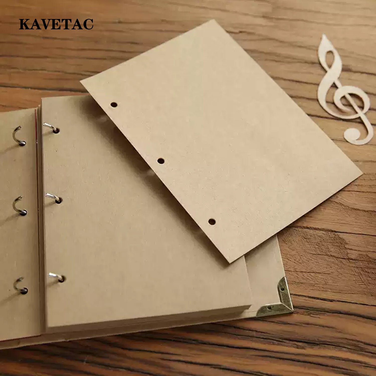 KAVETAC Couple Anniversary Book, Vintage Kraft Paper Loose-Leaf Journal with Heart Cutout for Love Story Records