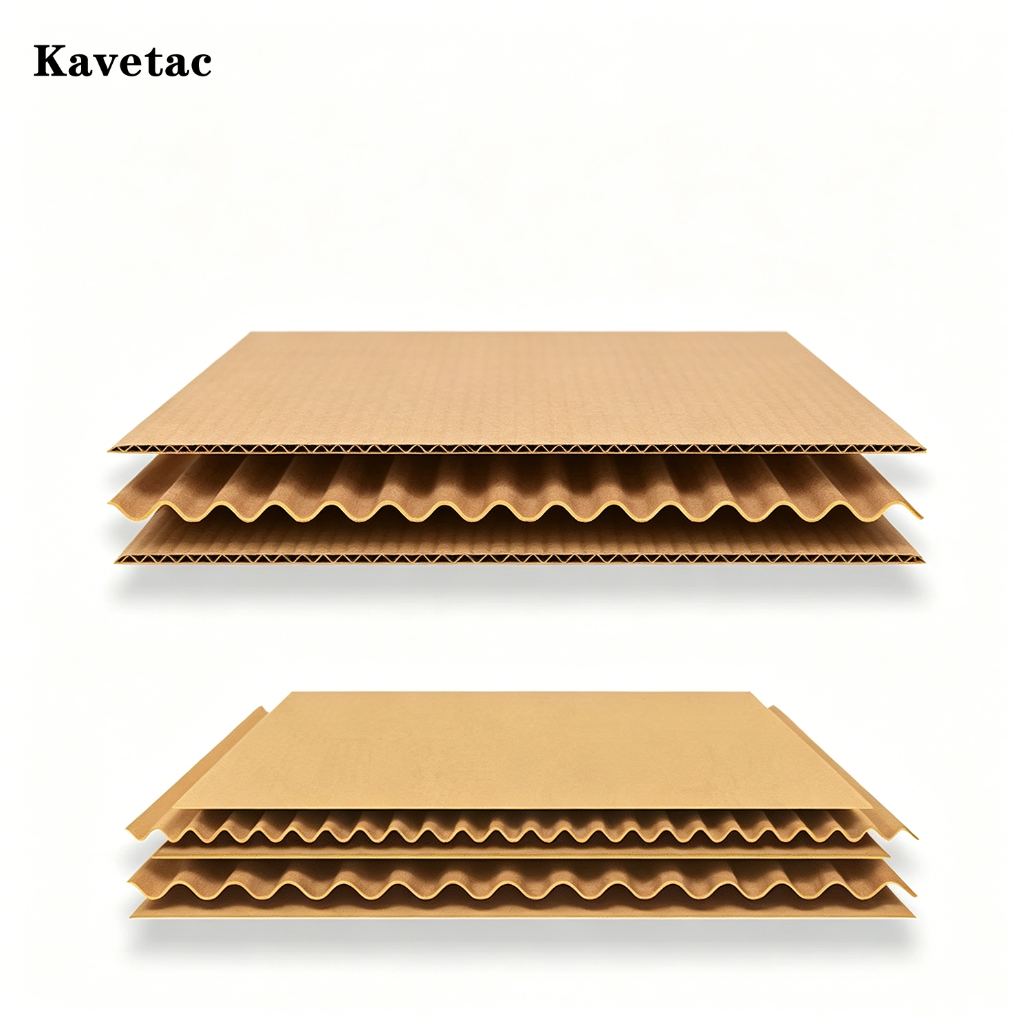 KAVETAC Corrugated Cardboard Sheets, 3-Ply Thick Customizable Kraft Paper for Shipping Packaging & DIY Crafts