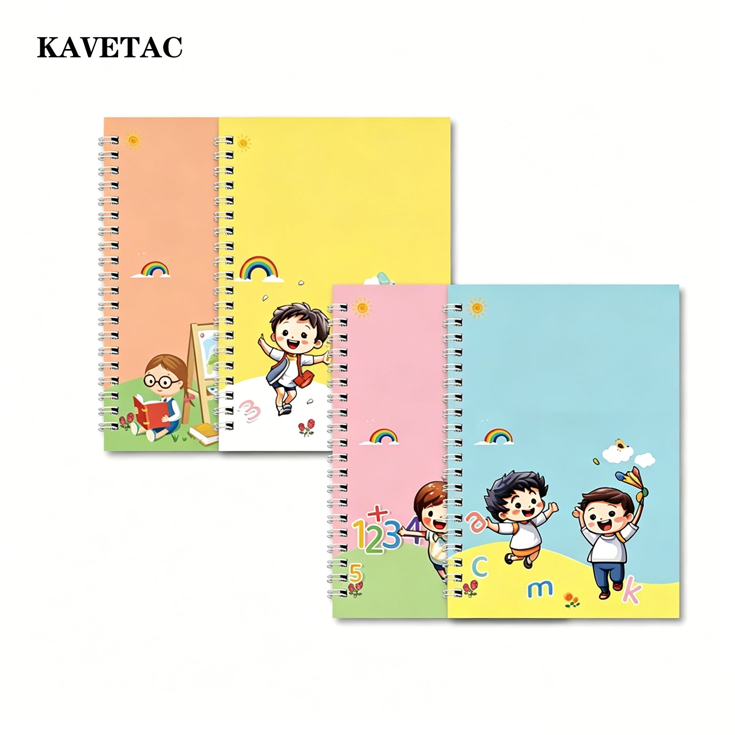 KAVETAC Practice Copybook for Kids, Reusable Grooved Handwriting Workbook, Letter Tracing and Handwriting Practice Books for Preschoolers and Kindergarten, 4 Books Set