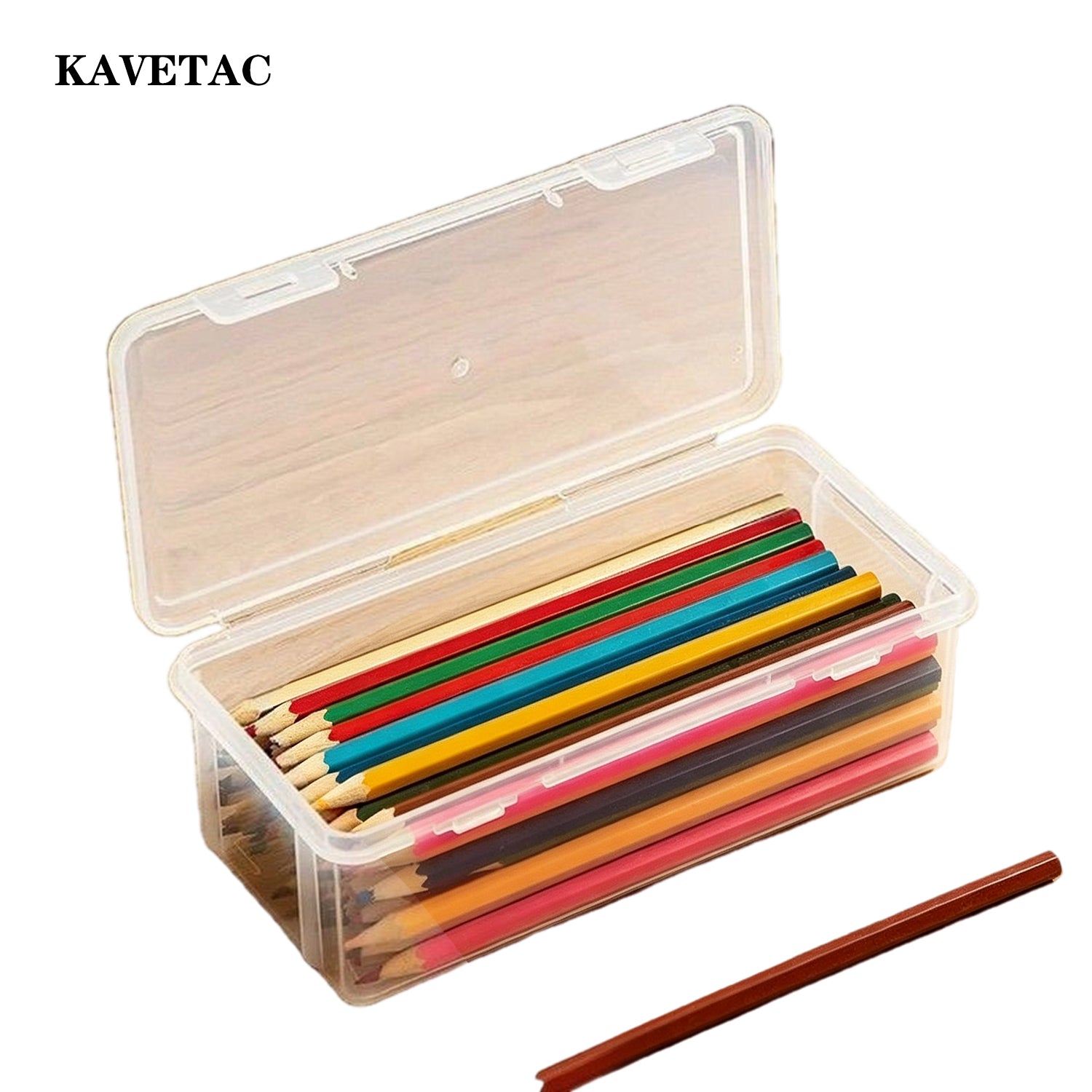 KAVETAC Clear Pencil Box for Kids, Large Capacity Plastic Pencil Case, Transparent Stationery Storage Box for Pencils, Crayons, Markers, Art Supplies and School Supplies