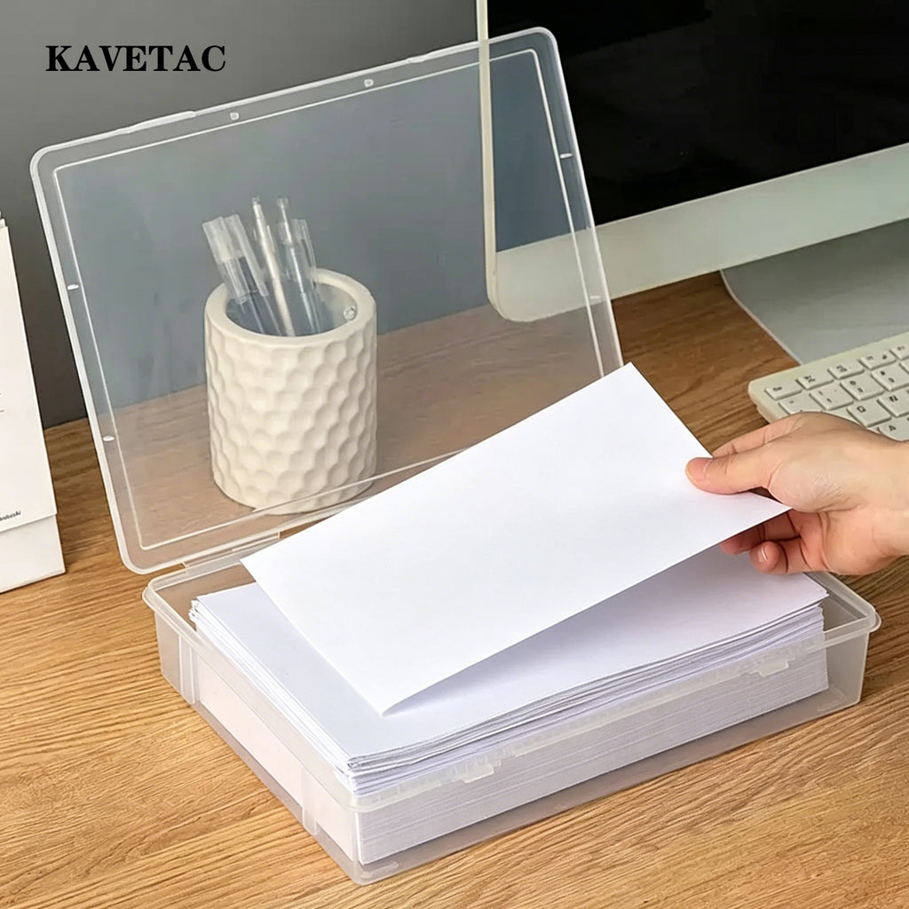 KAVETAC Cases for Checks, Clear Plastic Document Storage Box for Bills, Receipts & Paperwork