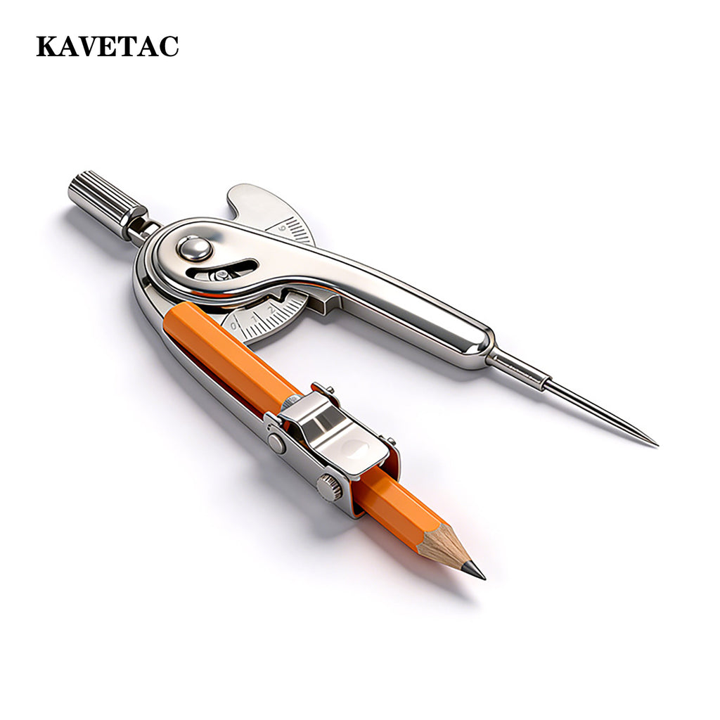 KAVETAC School Drawing Compass, Metal Geometry Tool with Secure Pencil Clip