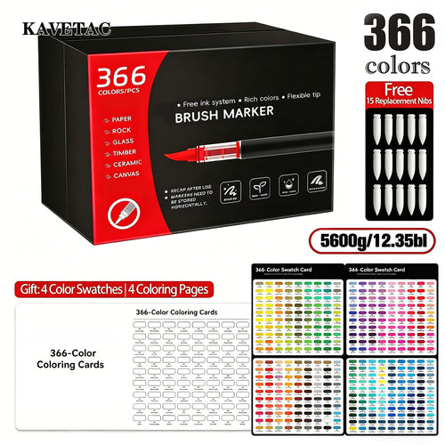 KAVETAC 366 Colors Acrylic Markers, Paint Pens for Glass, Rock, Ceramic & Canvas DIY