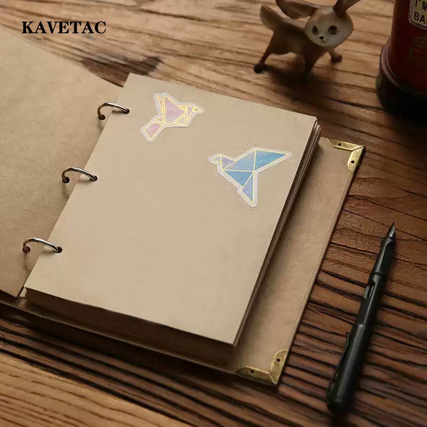 KAVETAC Couple Anniversary Book, Vintage Kraft Paper Loose-Leaf Journal with Heart Cutout for Love Story Records