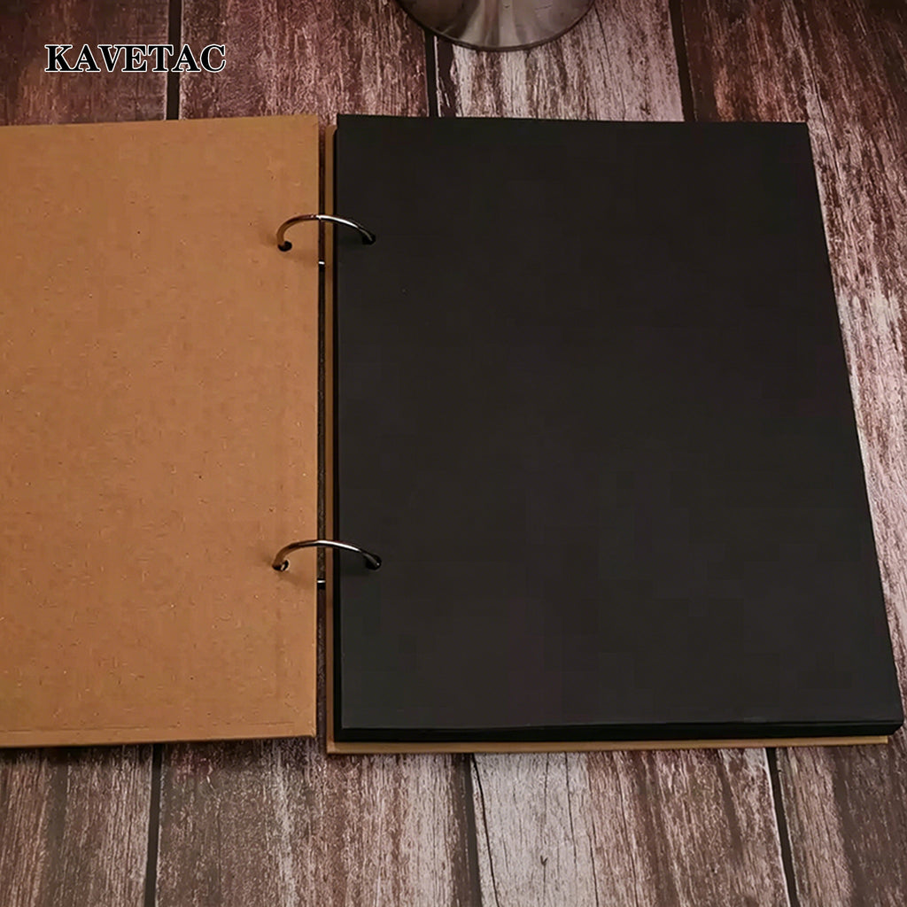 KAVETAC Autograph Books, Hardcover Loose-Leaf Black Card Notebook, 250gsm Thick Paper for Signatures & Doodles