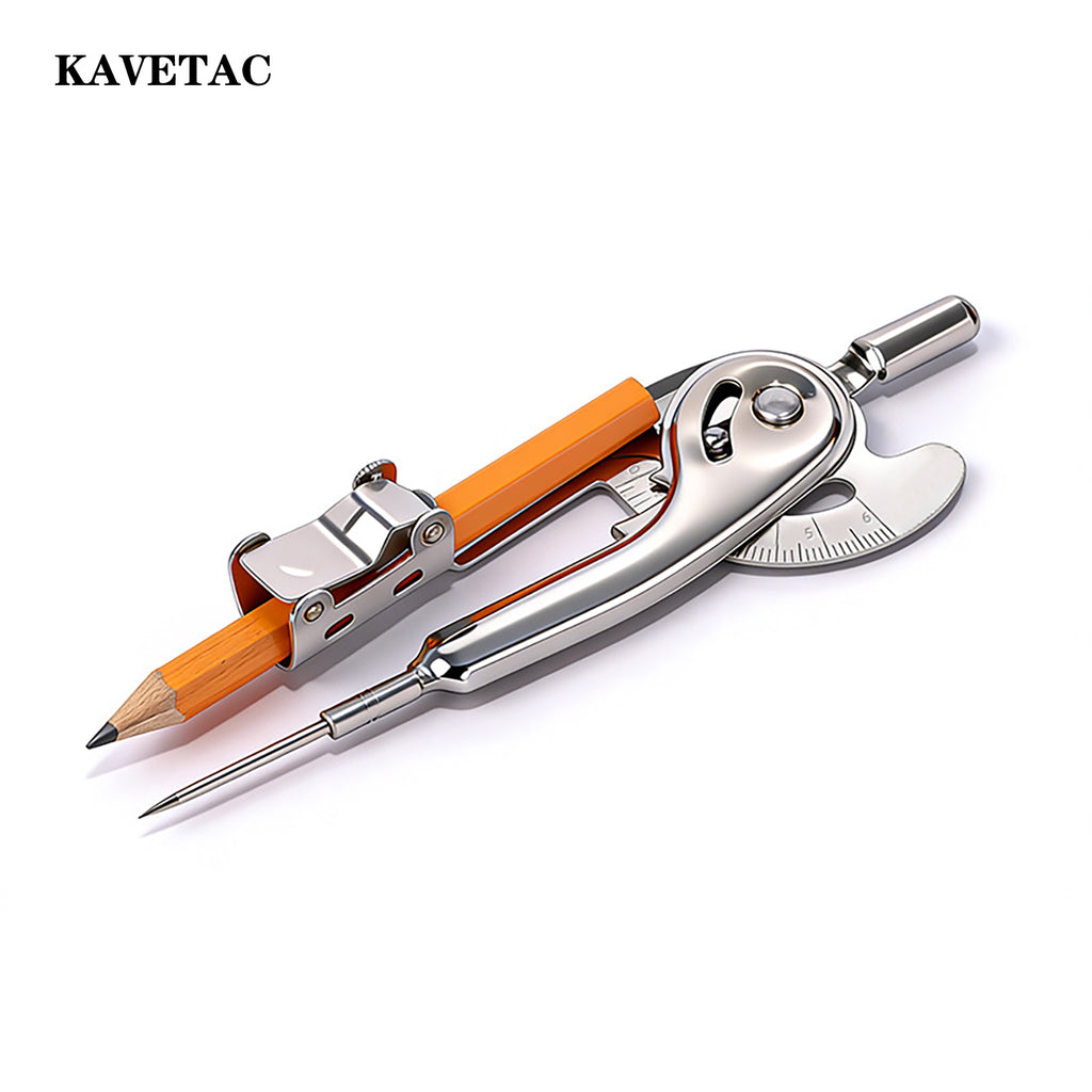 KAVETAC School Drawing Compass, Metal Geometry Tool with Secure Pencil Clip