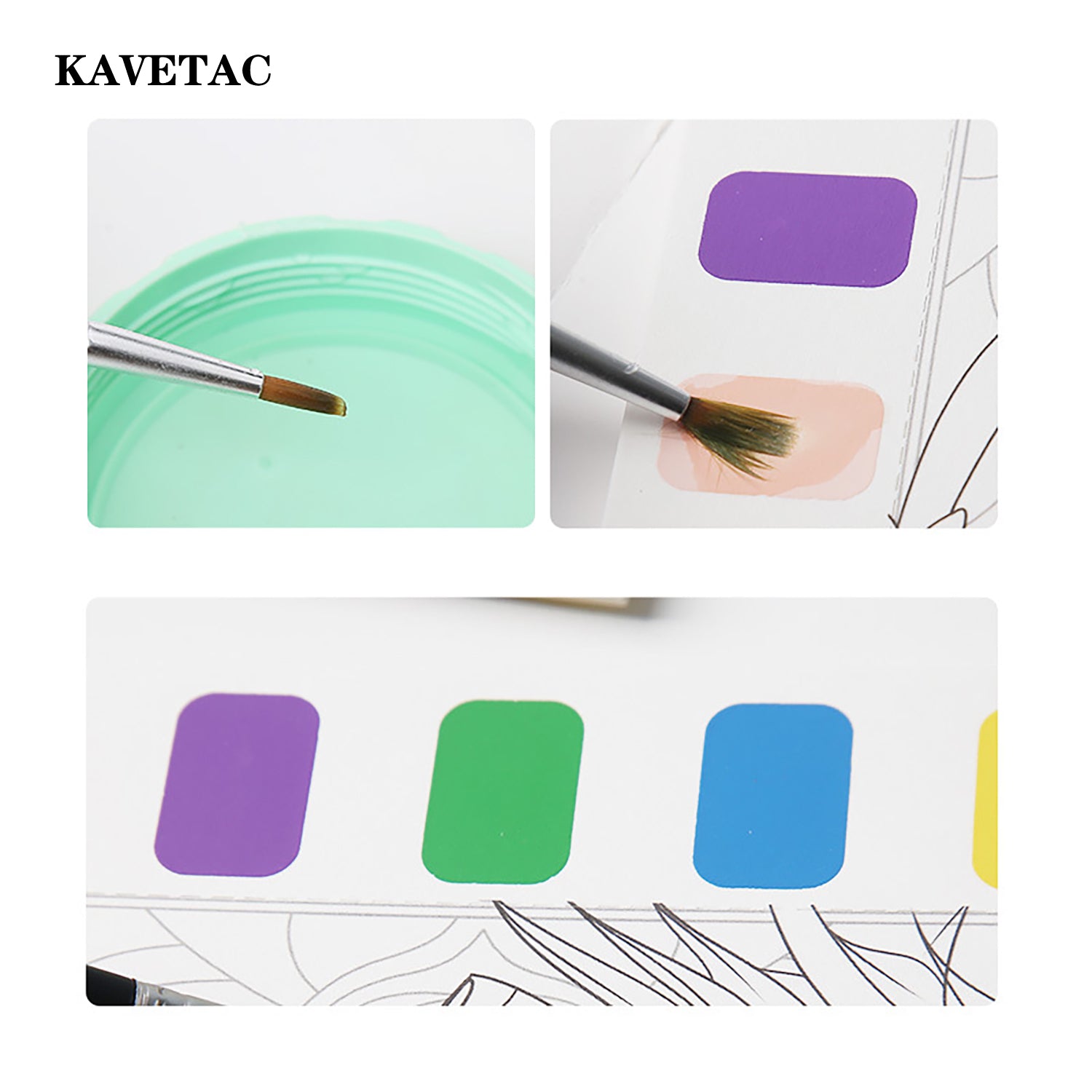 KAVETAC Thick White Card Coloring Book, 12 Clear Line Art Pages for Watercolor Painting