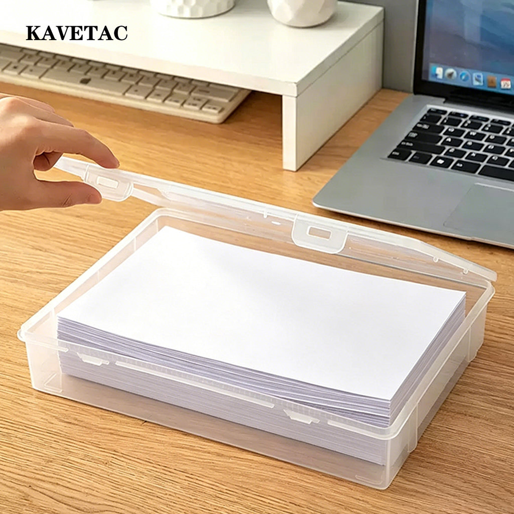KAVETAC Cases for Checks, Clear Plastic Document Storage Box for Bills, Receipts & Paperwork