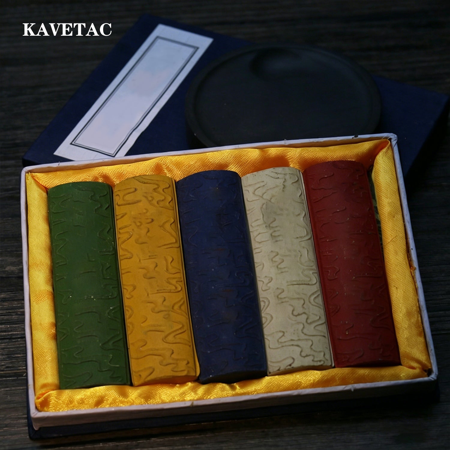 KAVETAC Ink Sticks, 5-Color Traditional Mineral Ink Sticks for Chinese Calligraphy, Painting & Collectibles