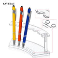 KAVETAC 2Pcs Clear Plastic Pen Holder Stand Display Rack, 6-Slot Pen Display Stands, Acrylic Pencil Holders Eyebrow Pens Stand Makeup Brush Rack Organizer for Home Office Store Desk School Supplies
