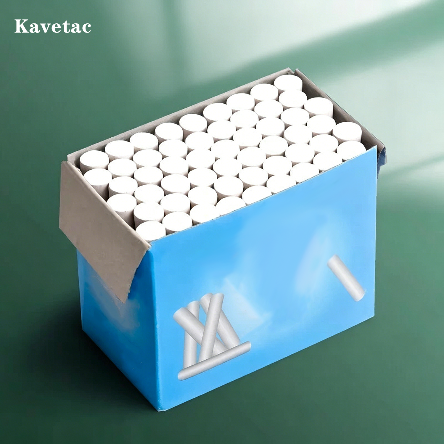 KAVETAC 50 Count Non-Toxic Chalks, White Dust-Free Writing Chalk for School, Home & Office Use