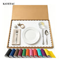 KAVETAC 80pcs Scalloped Paper Placemats – 10" x 14", 80 GSM, Disposable Table Mats in Dispenser Box