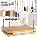 KAVETAC Complete Bookbinding Kit with Bamboo Press, 50+PCS DIY Book Making Tools for Beginners & Hobbyists