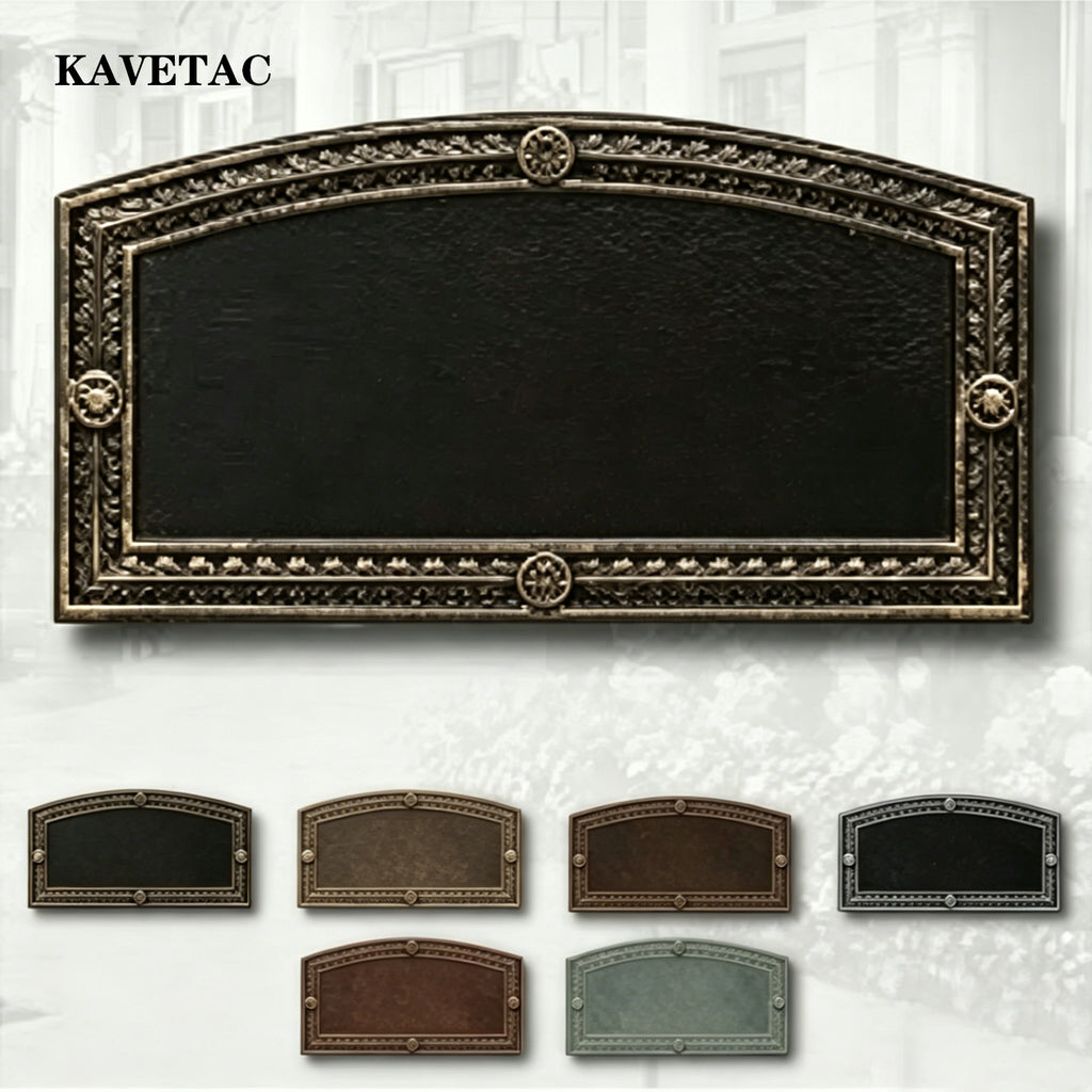 KAVETAC Personalized cast metal address plate. Display your address and street name. Customized house number sign.