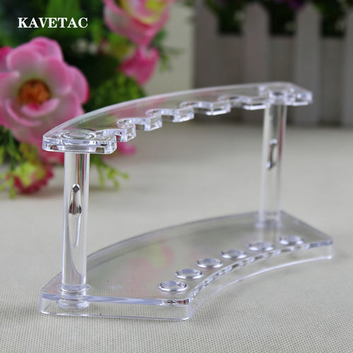 KAVETAC 2Pcs Clear Plastic Pen Holder Stand Display Rack, 6-Slot Pen Display Stands, Acrylic Pencil Holders Eyebrow Pens Stand Makeup Brush Rack Organizer for Home Office Store Desk School Supplies