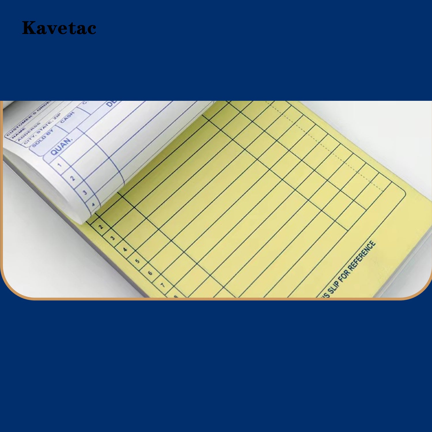 KAVETAC Carbonless Receipt Book, 50 Sets 3-Part 8.3" x 5.5" Accounting Slip Pad