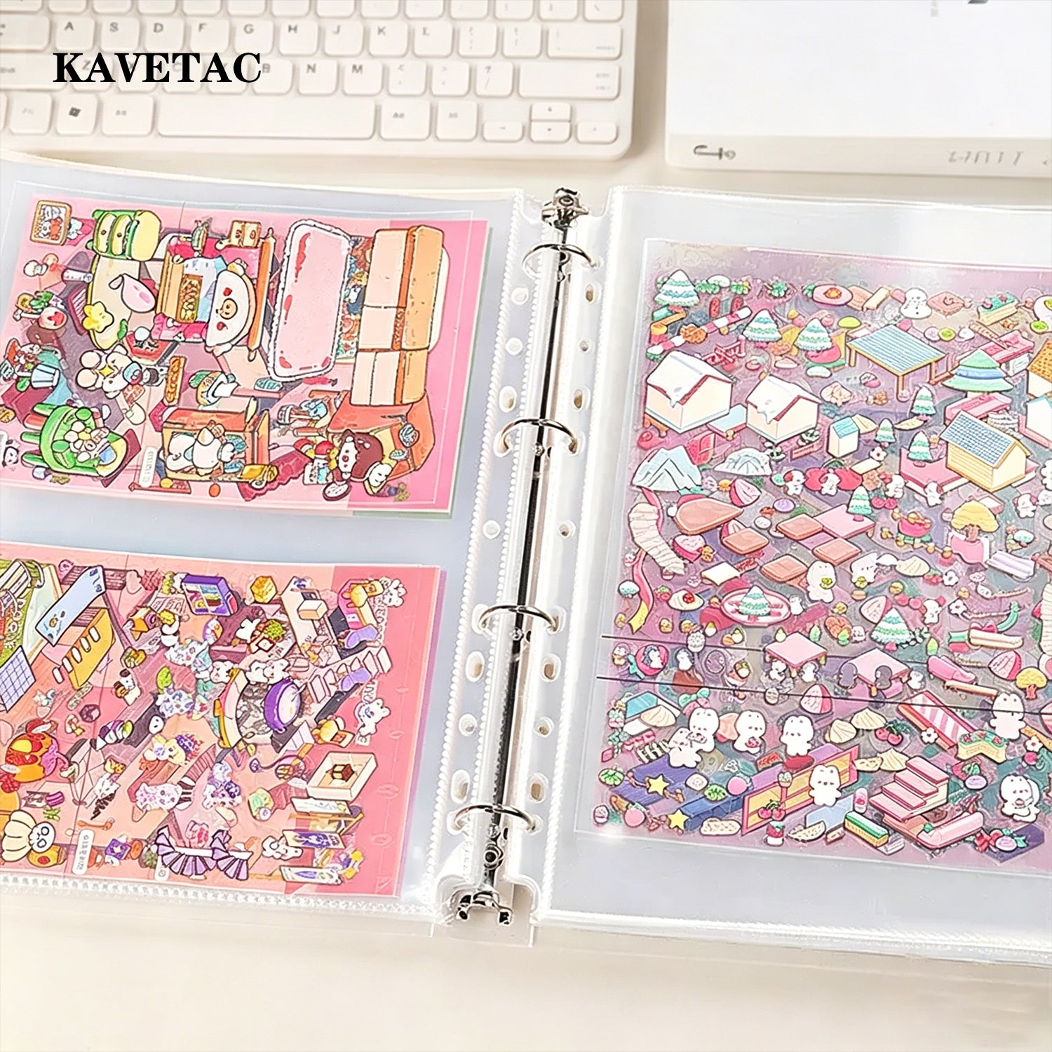 KAVETAC Sticker Albums, A4 Size 40-Page 2-Grid Sticker Binder with Elastic Band Closure