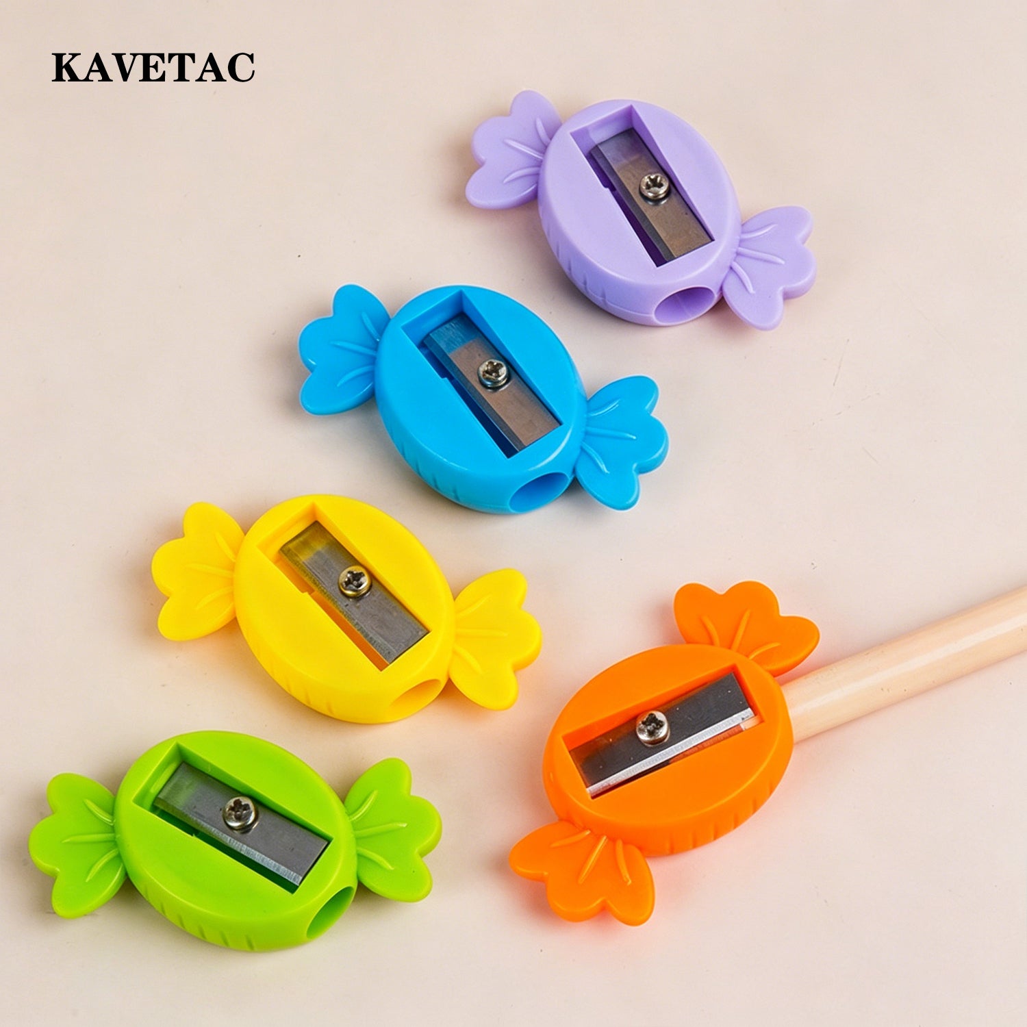 KAVETAC Pencil Sharpeners, 5-Pack with 3 Styles Available, Colorful Plastic Pencil Sharpener for Students