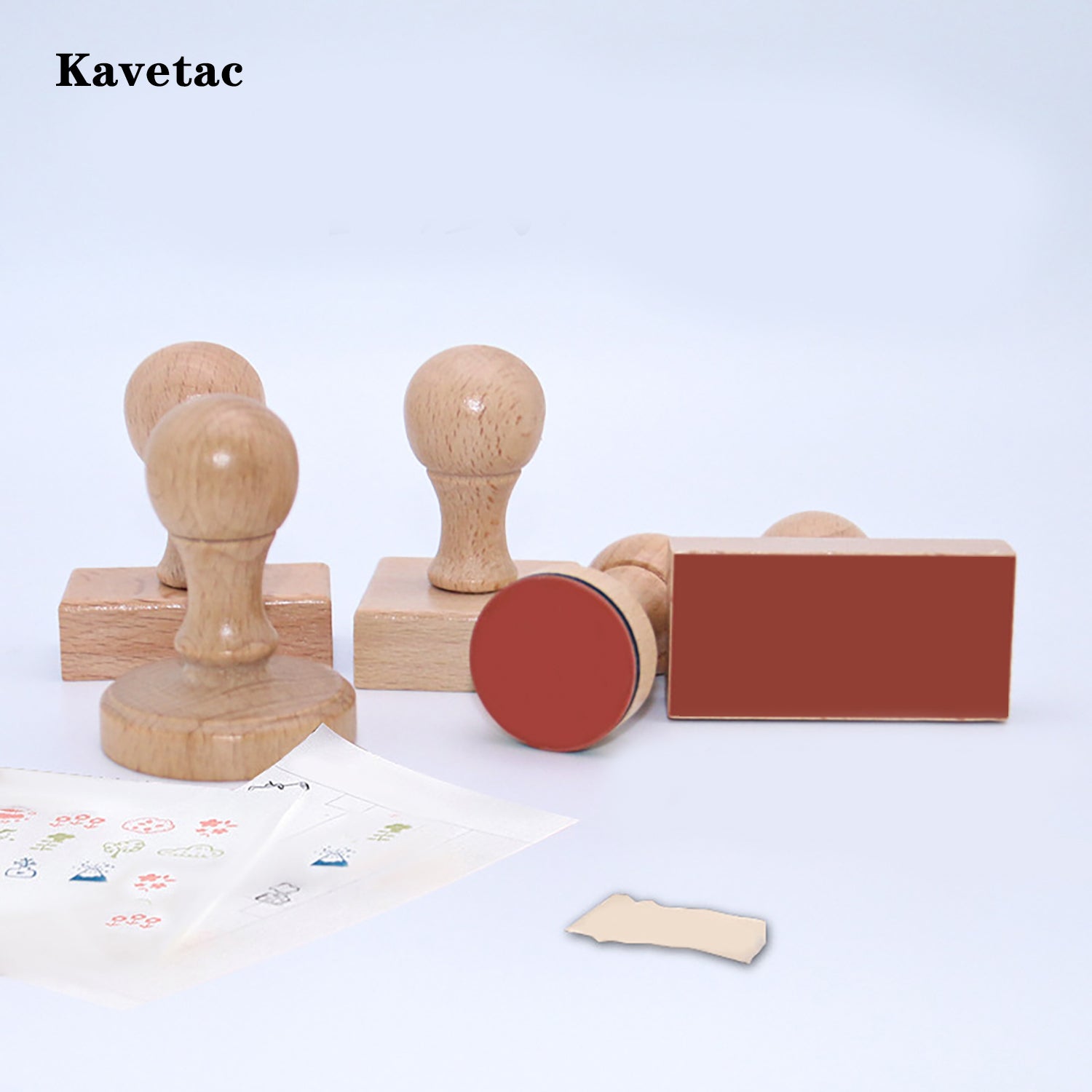 KAVETAC Personalized Wooden Address Stamp, Custom Wood Handle Seal