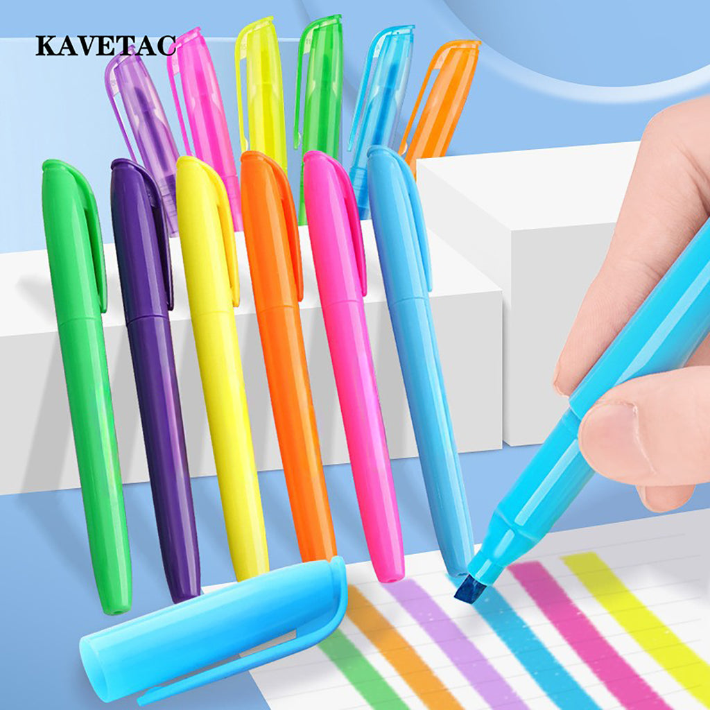 KAVETAC Highlighters, 6-Pack Chisel Tip Fluorescent Markers for School, Office & Note Taking