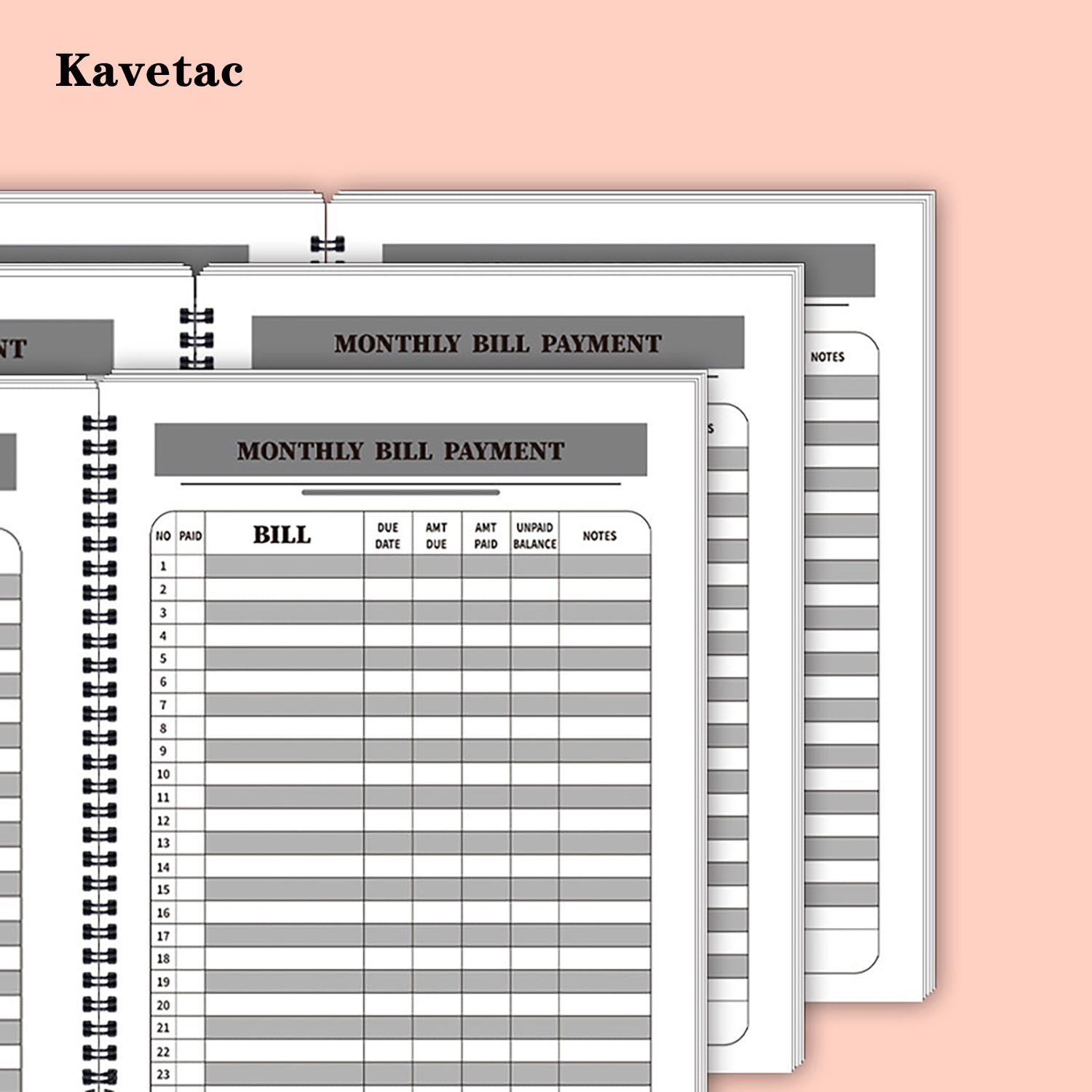 KAVETAC 48 Months Bill Payment Tracker Account Book, A5 Size Budget Planner Notebook for Home and Office
