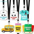 KAVETAC Printed Paper Hall Passes, 6-Pack Themed Classroom Passes with Lanyards for Students