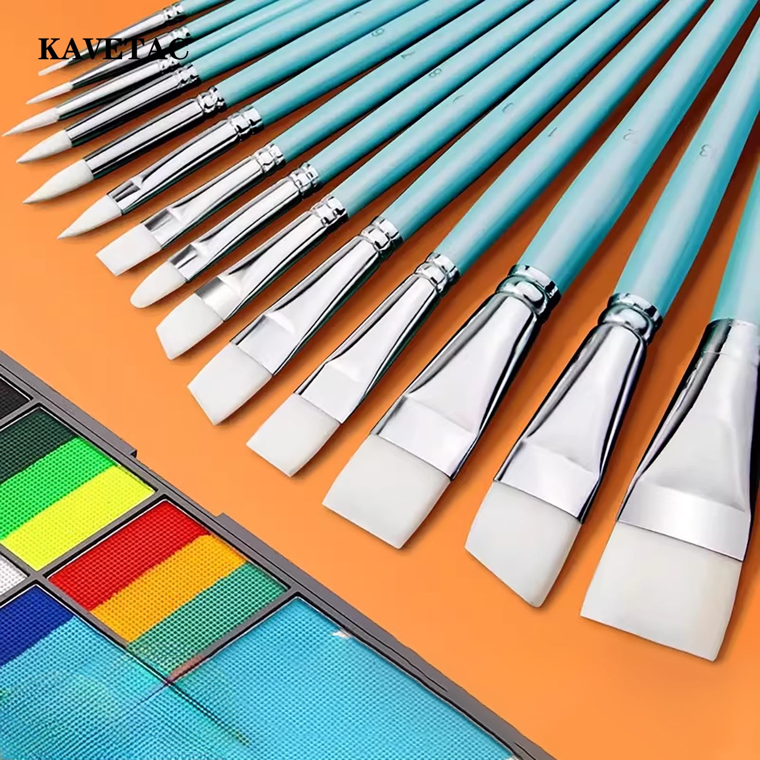 KAVETAC Drawing Brushes, 14-Piece Nylon Hair Paint Brush Set for Watercolor, Acrylic & Ink Painting
