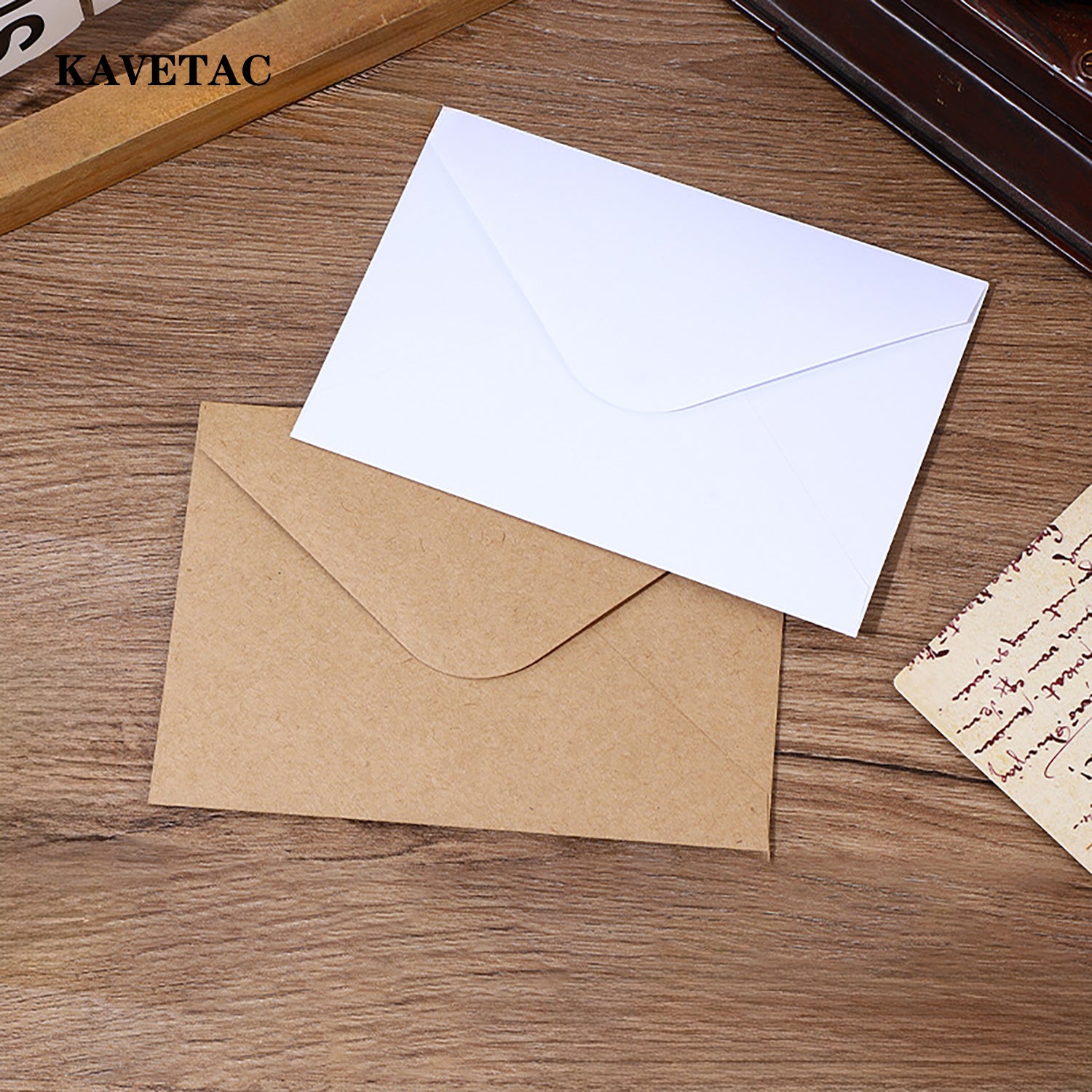 KAVETAC 6-Pack White & Kraft Envelopes, C6 Size Gummed Seal Thick Paper Envelopes for Office, Wedding & Holiday Cards