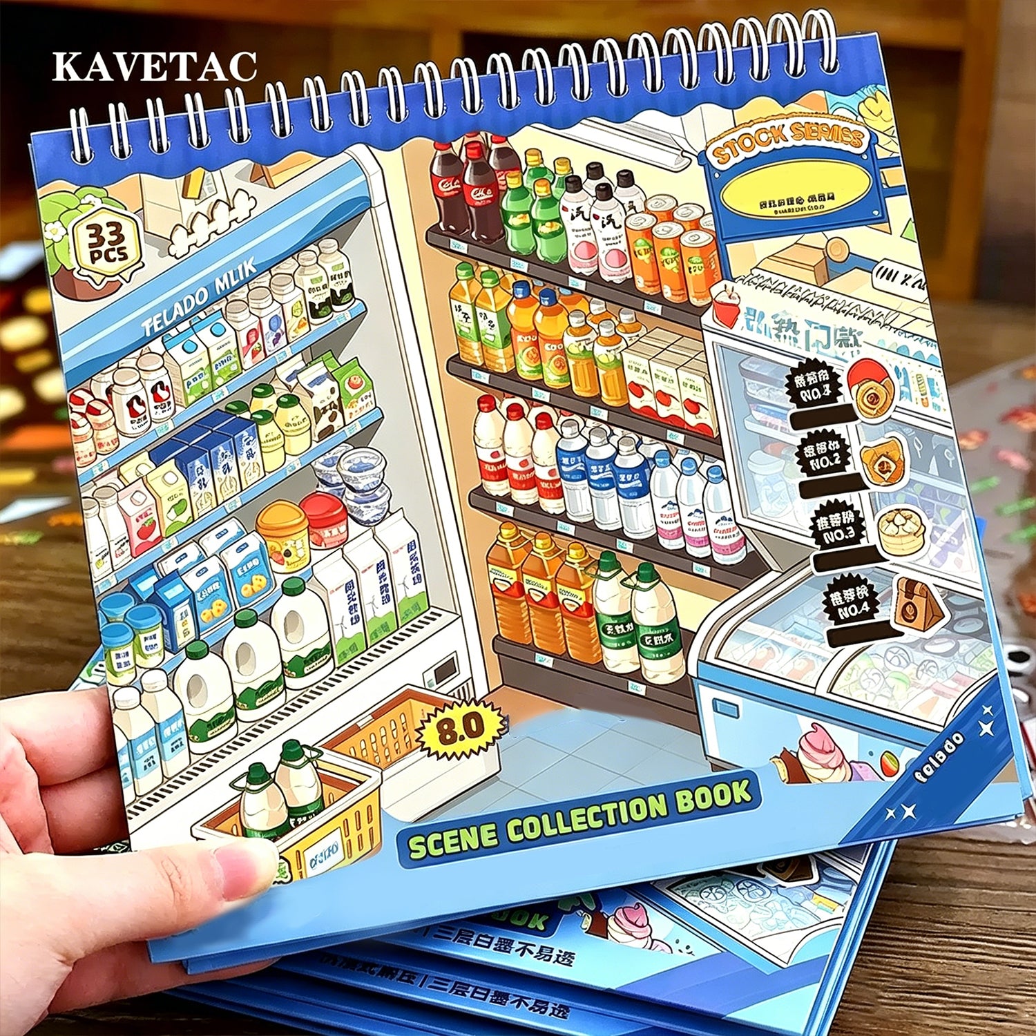 KAVETAC "Stocking the Shelves" Themed Sticker Book, Mini Scene Collection with Labeling & Stress-Relief Design