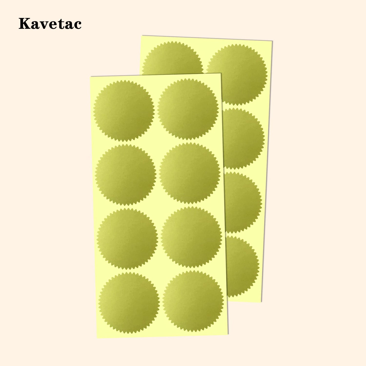 KAVETAC Round Gold Foil Stickers, 2" Self-Adhesive Seals (25 Sheets, 200 Labels)