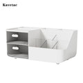 KAVETAC Desk Storage Sets, 8-Compartment Plastic Caddy Set for Stationery, Cosmetics & Small Desk Items